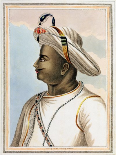 Tippoo Sultan (1749-99) plate from Picturesque Scenery in the Kingdom of Mysore, engraved by Edmund Scott (1805) by Edward Orme